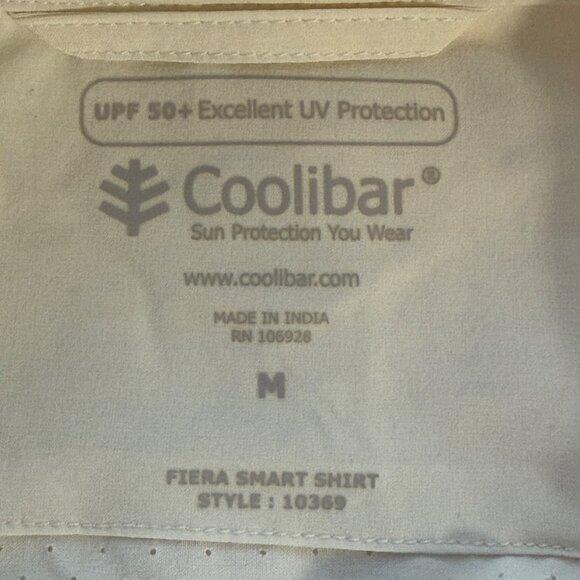 Coolibar Fiera Smart Shirt Mens M White UPF 50+ Polyester Spandex UV Protection - Picture 3 of 8